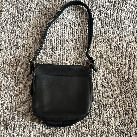 COACH vintage 098-6125 black leather saddle bag - Picture 4 of 7